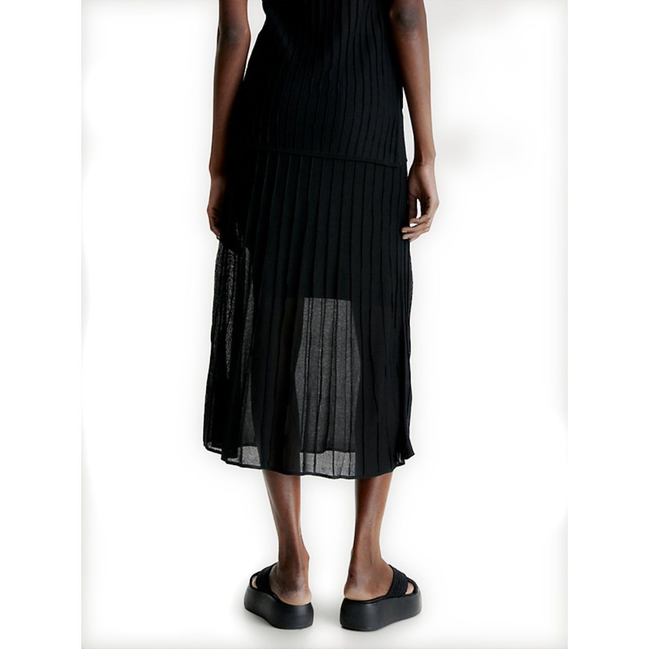 CALVIN KLEIN Maxi sijonas moterims, Juoda, Sheer ottoman skirt 3