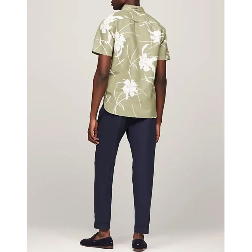 TOMMY HILFIGER Marškiniai trump. rankovėmis vyrams, Žalia, Large tropical prt shirt s/s 3