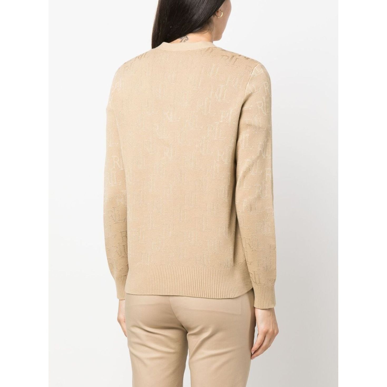 LAUREN RALPH LAUREN Kardiganas moterims, Smėlio, Lerlit long sleeve cardigan 4