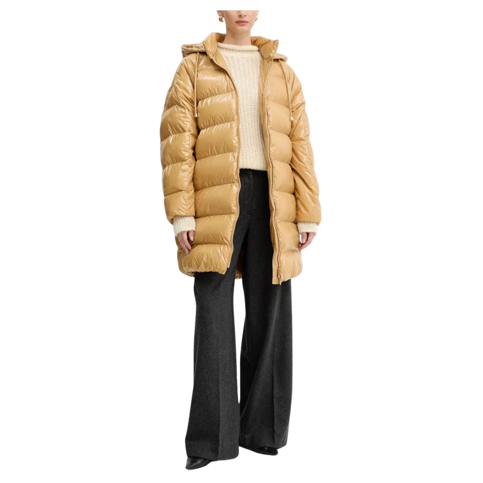 PINKO Pūkinė striukė moterims, Ruda, Burro quilted jacket 2