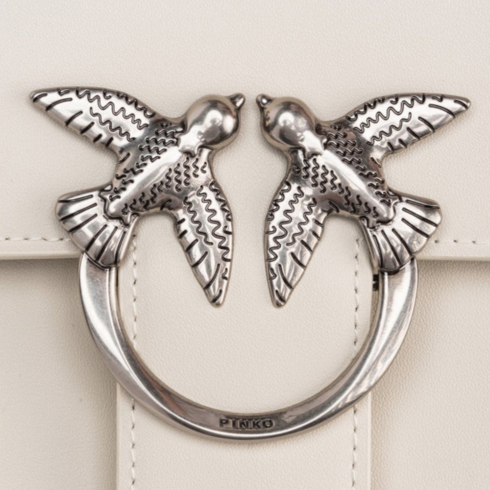 PINKO Rankinė per petį moterims, Balta, Love one classic crossbody bag 3