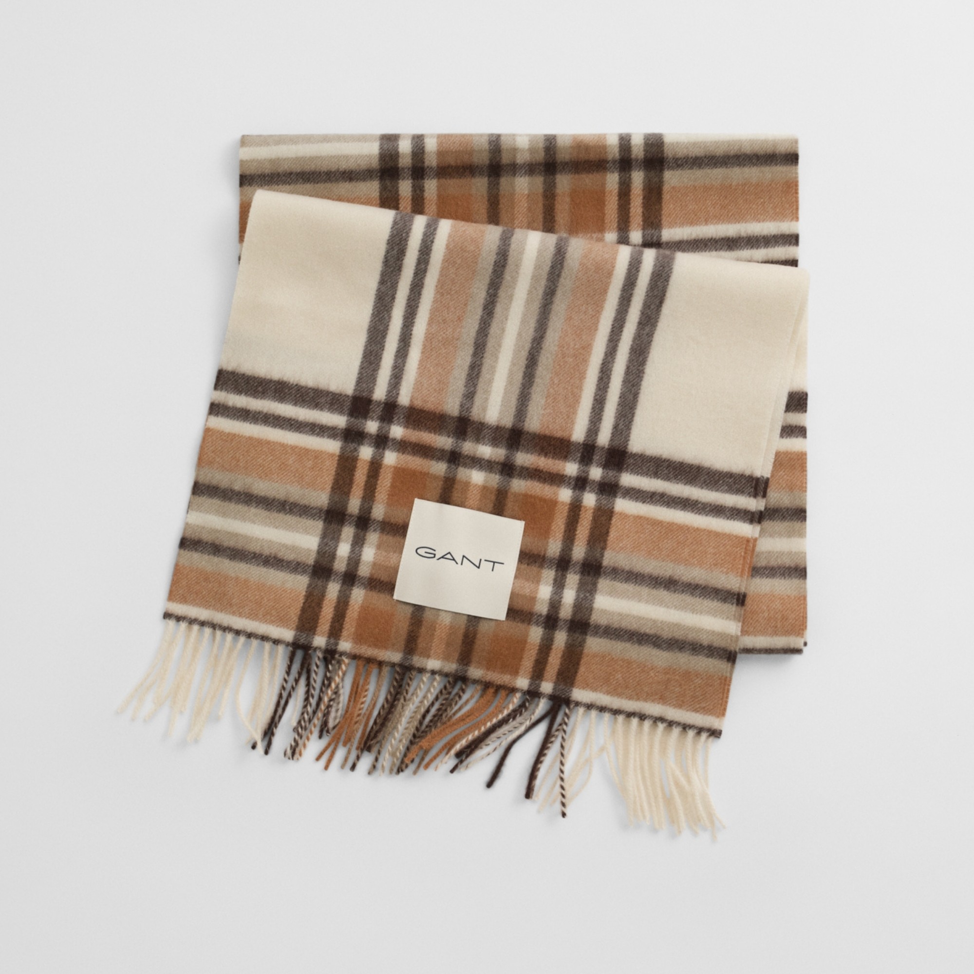 GANT Šalikas moterims, Smėlio, tartan check wool scarf 1
