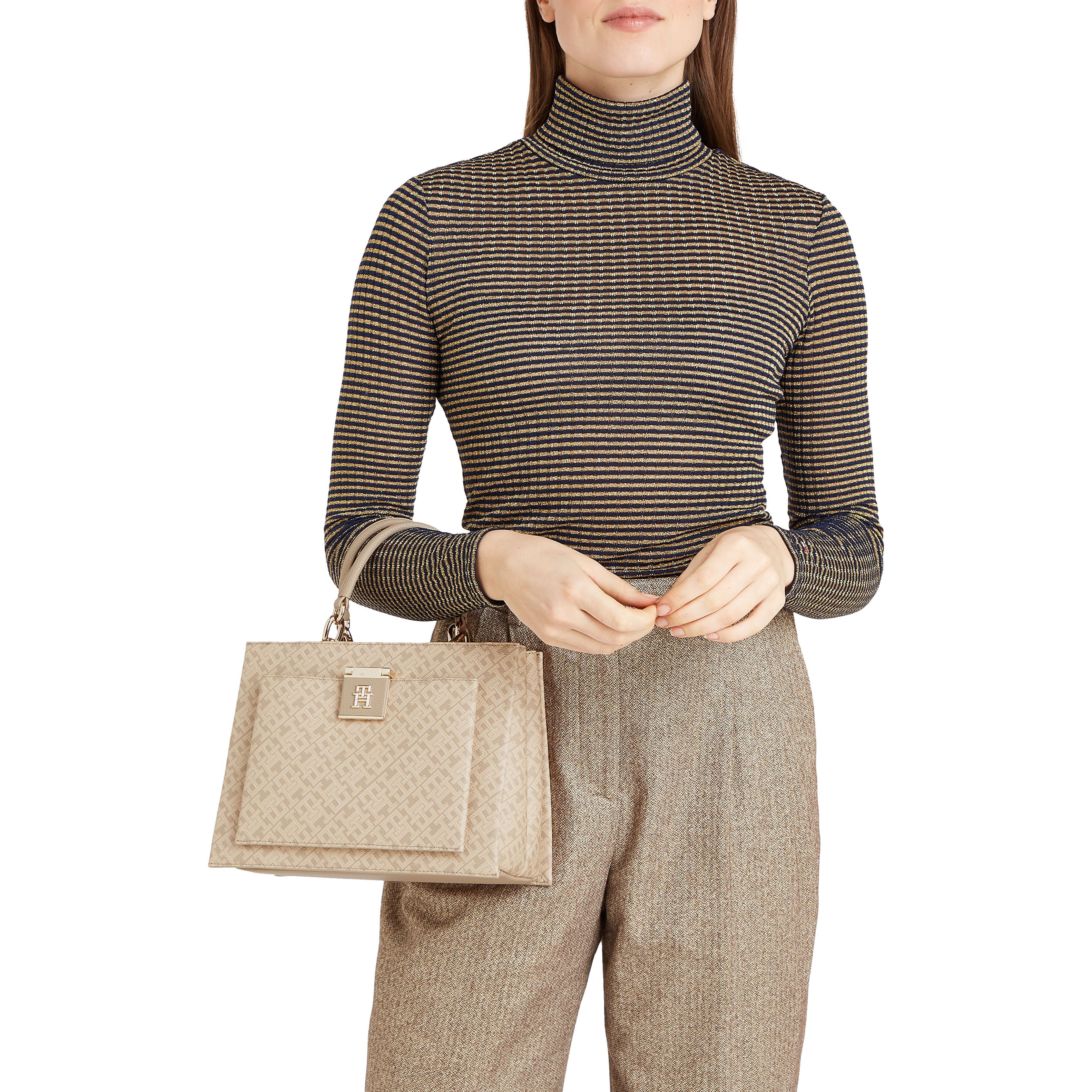 TOMMY HILFIGER Rankinė per petį moterims, Smėlio, Her mini tote mono 4