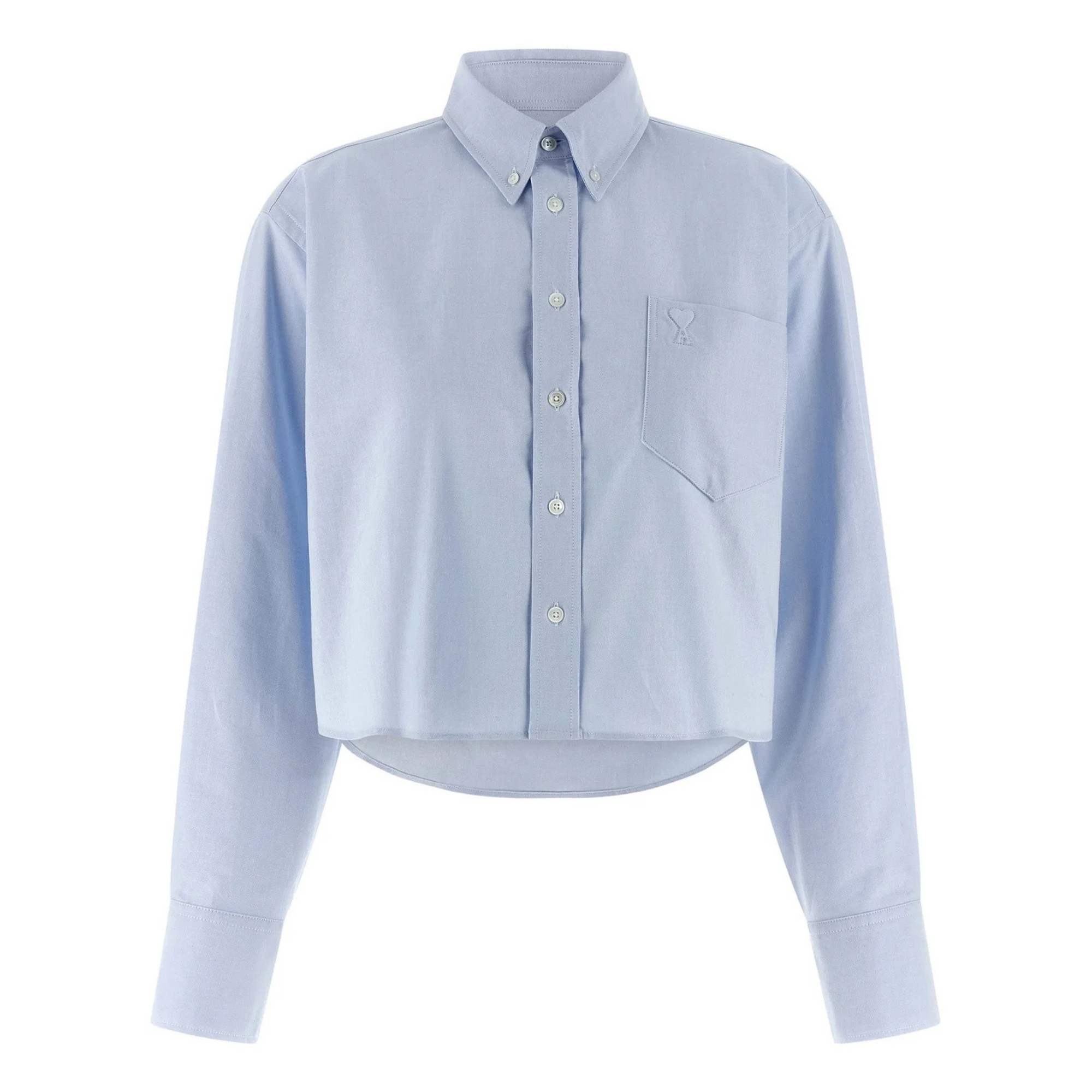 AMI PARIS Marškiniai ilgomis rankovėmis moterims, Mėlyna, Oversized cropped shirt 1