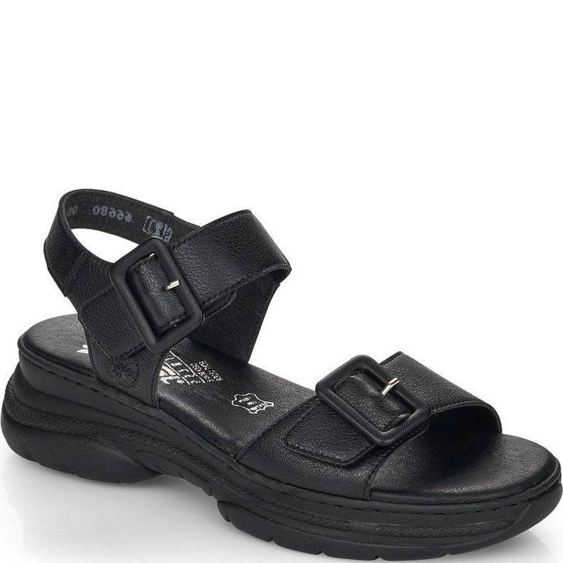 RIEKER Basutės moterims, Juoda, SANDALS 1