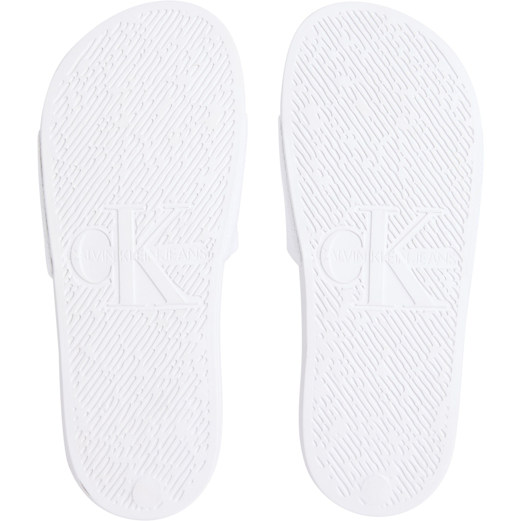 CALVIN KLEIN JEANS Guminės šlepetės moterims, Balta, Slide monogram 5
