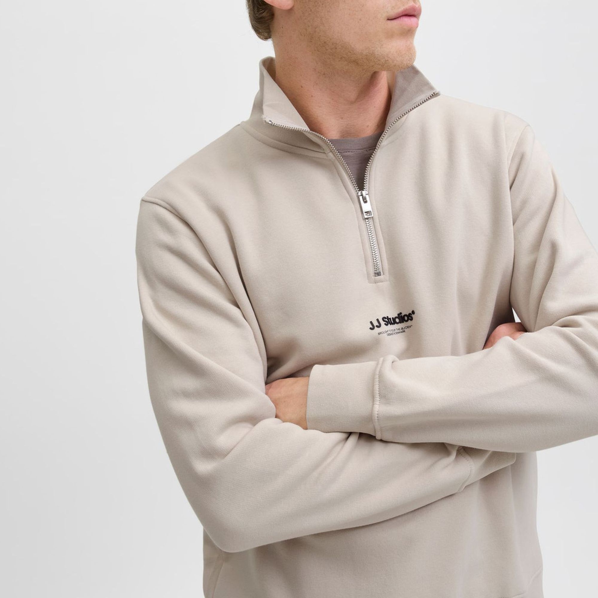 JACK & JONES Megztinis vyrams, Smėlio, Soho sweat zip 3
