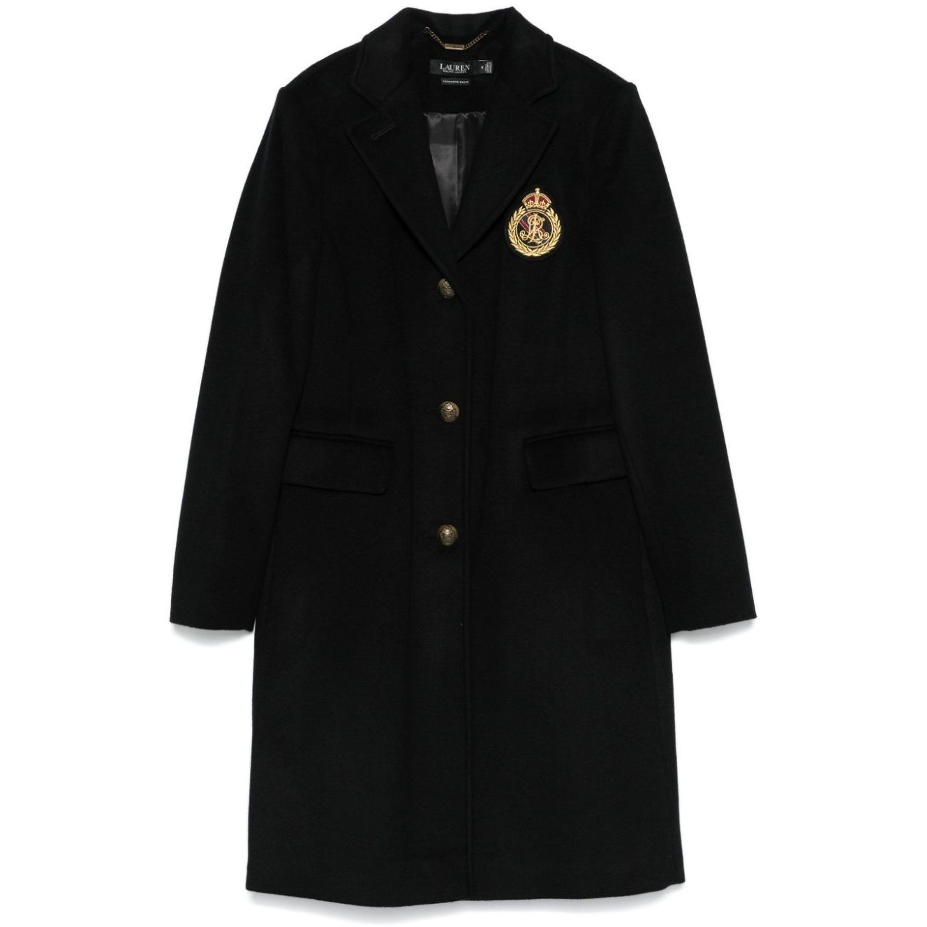 LAUREN RALPH LAUREN Striukė moterims, Juoda, Crested wool lined coat