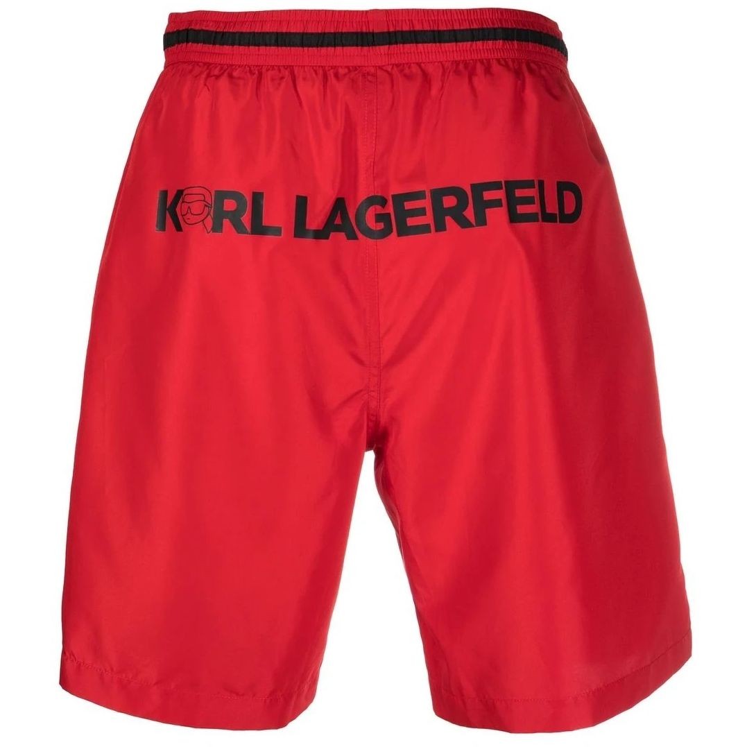 KARL LAGERFELD Apatinė kostiumėlio dalis vyrams, Raudona, Ikonik 2.0 long boardshorts 2