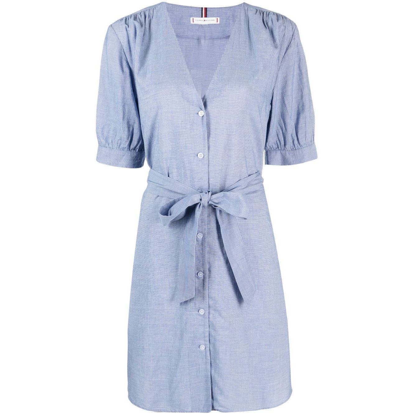 TOMMY HILFIGER Midi suknelė moterims, Mėlyna, Textured short dress