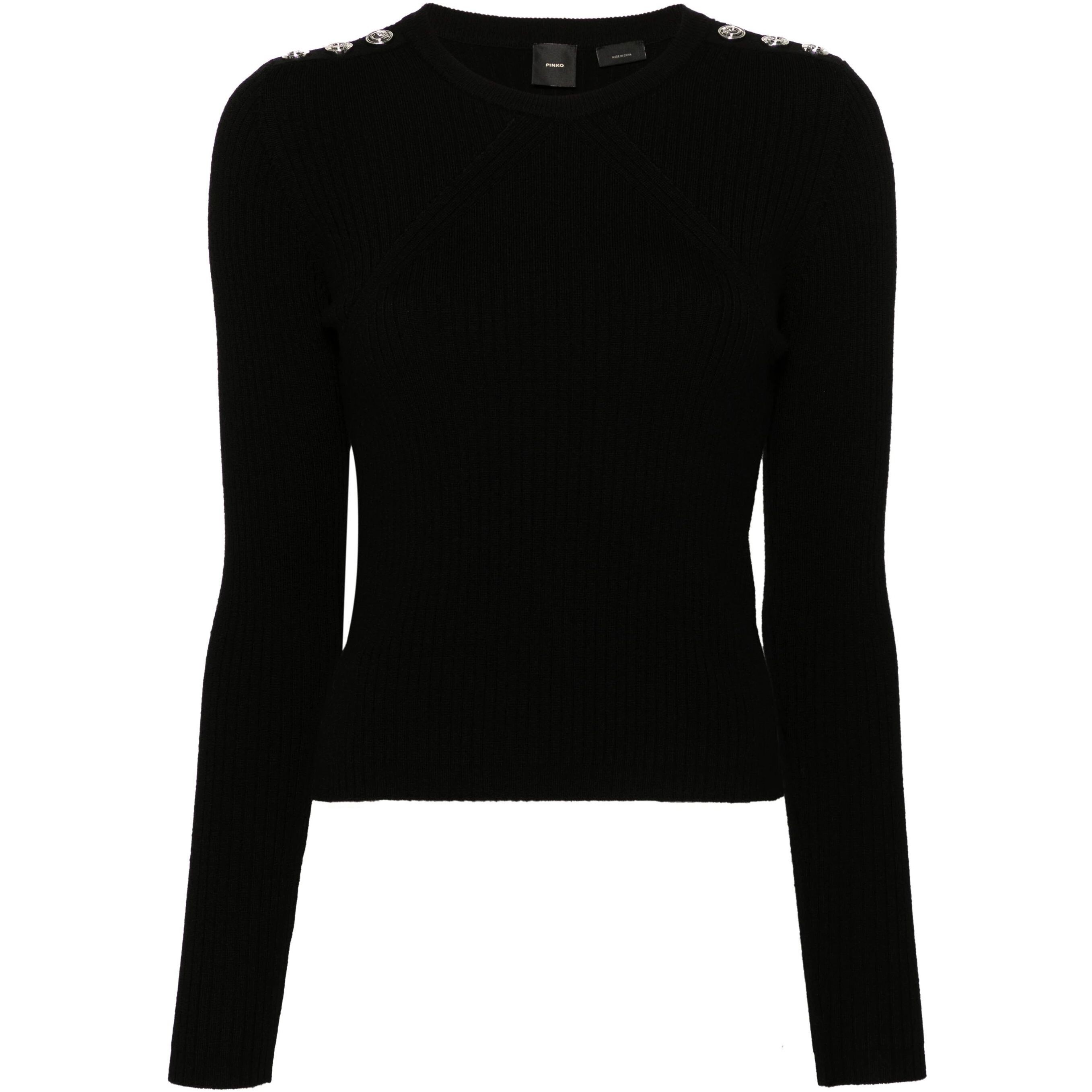 PINKO Megztinis moterims, Juoda, Knitted sweater