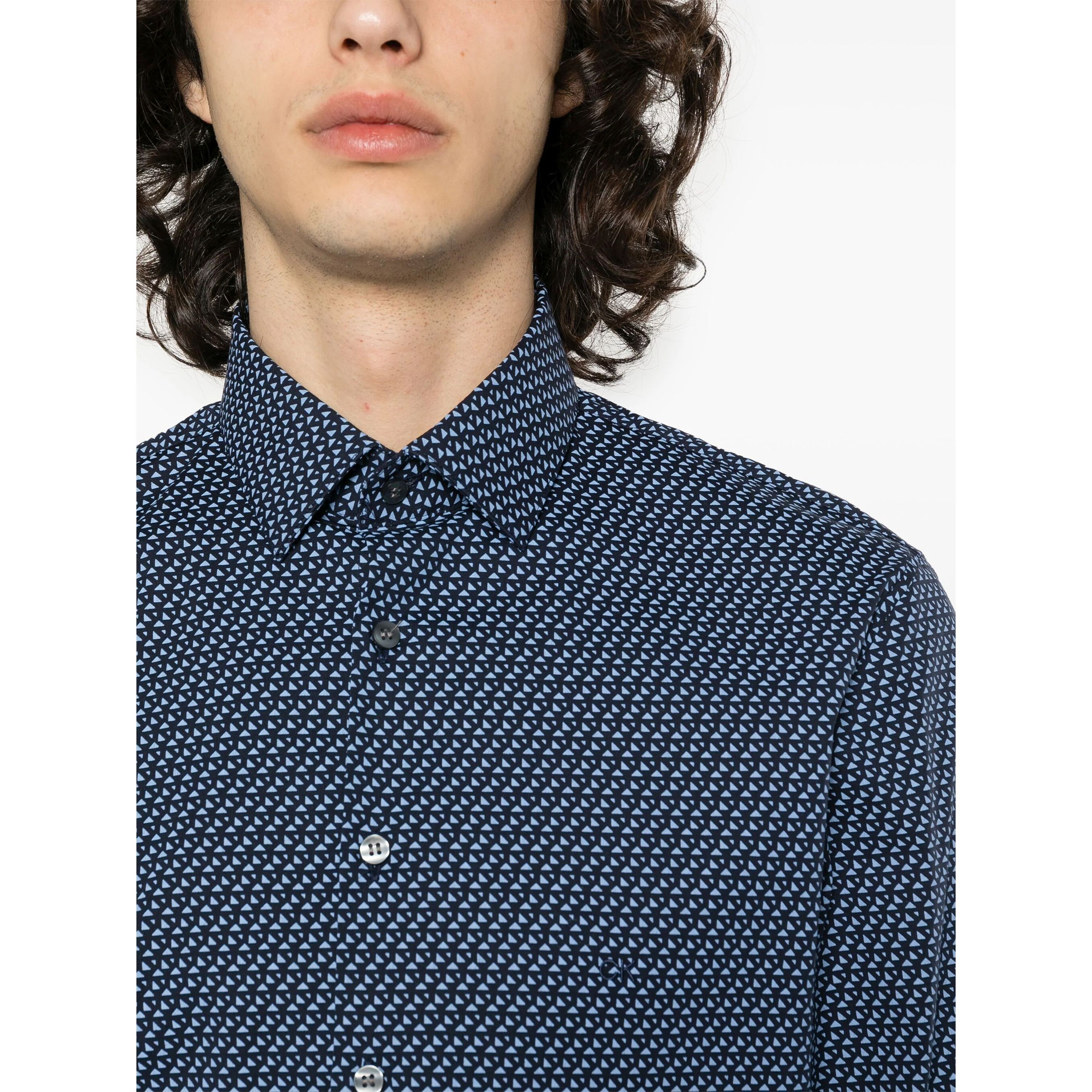 CALVIN KLEIN Marškiniai ilgomis rankovėmis vyrams, Mėlyna, L/s shirt 4