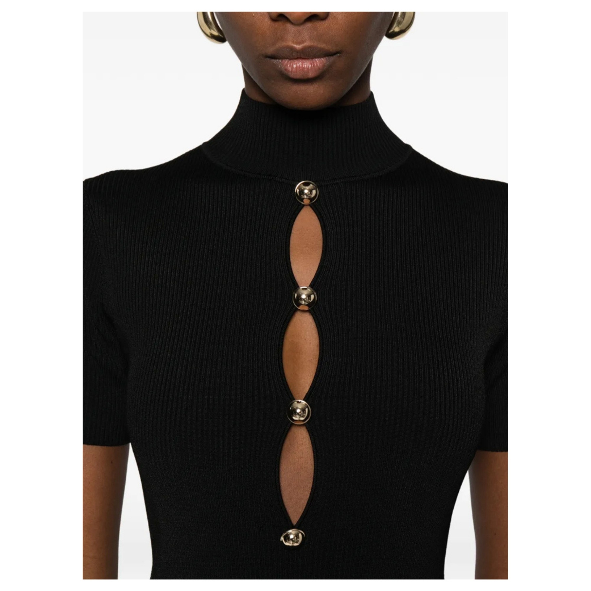 SELF PORTRAIT Midi suknelė moterims, Juoda, Knit taffeta midi dress 4