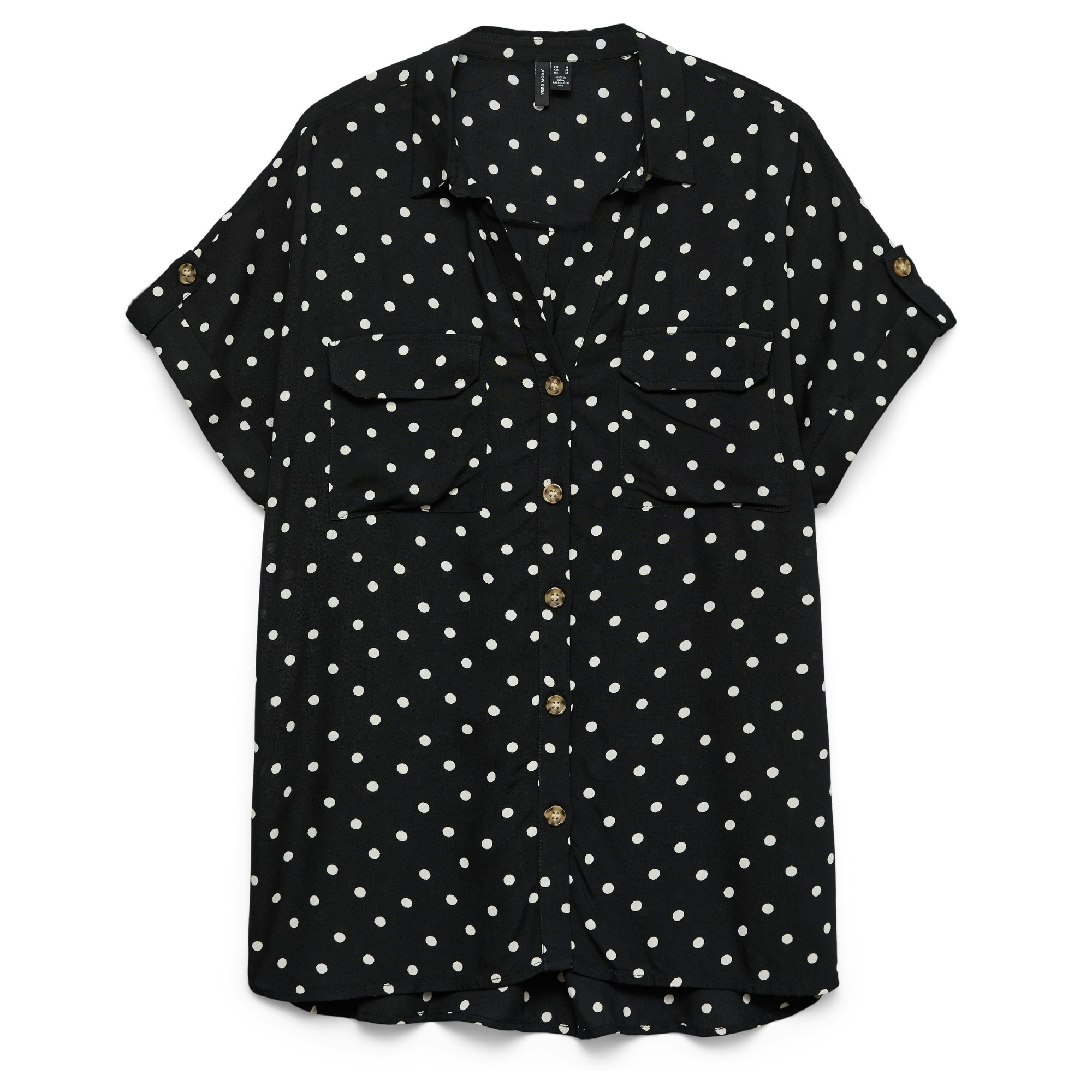 VERO MODA Marškiniai trump. rankovėmis moterims, Juoda, Bumpy ss shirt 1