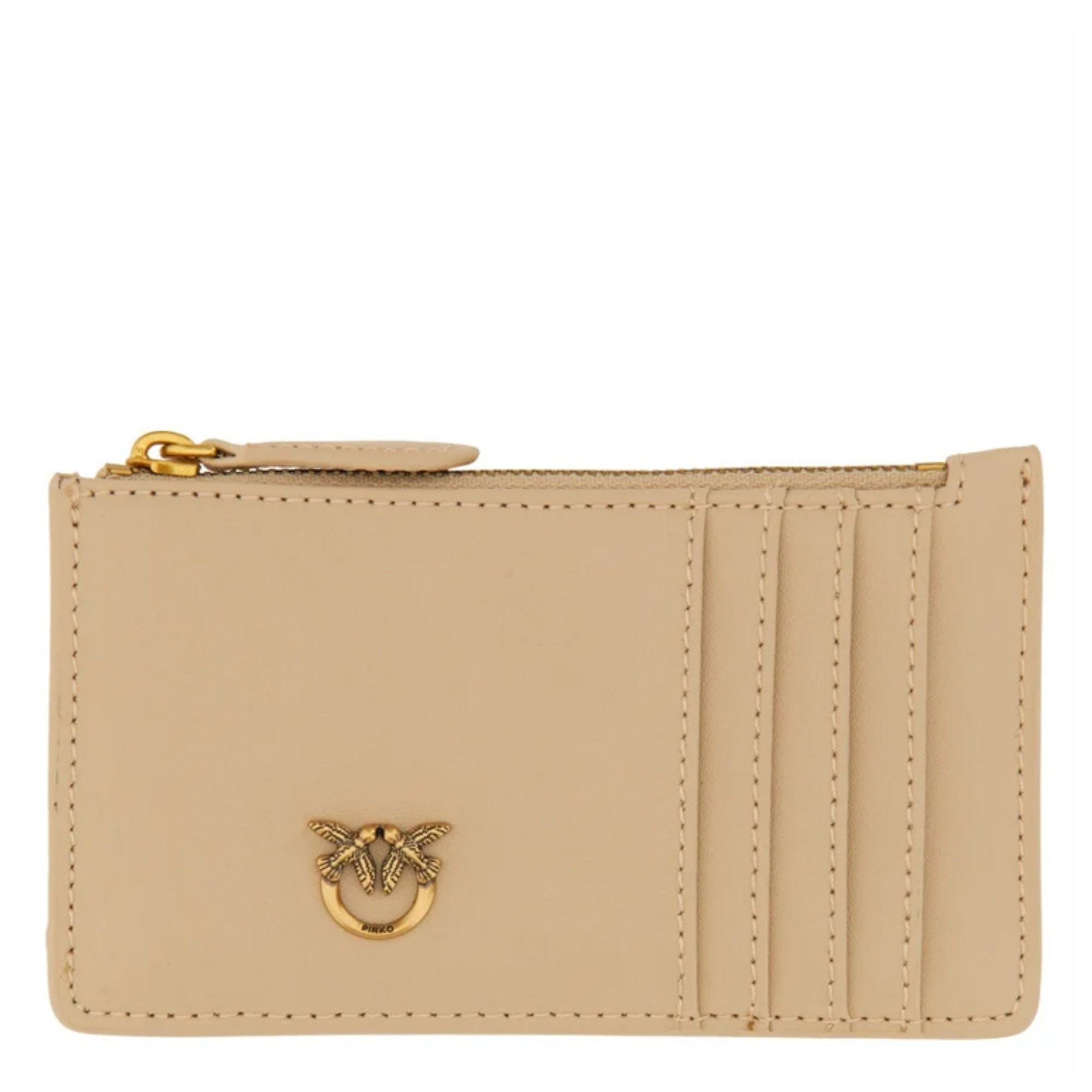 PINKO Kortelių dėklas moterims, Smėlio, Airone cardholder sheep nappa