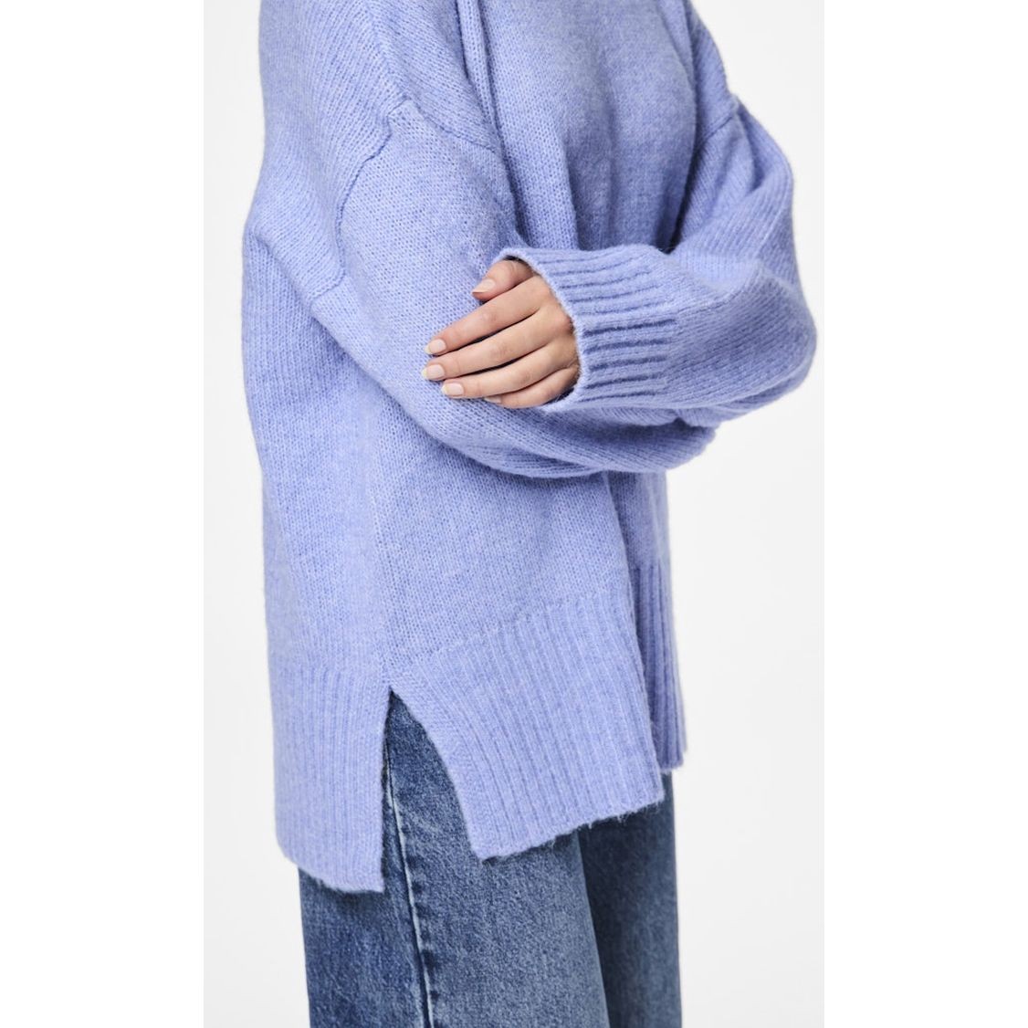 PIECES Megztinis moterims, Mėlyna, Nancy loose o-neck knit 5