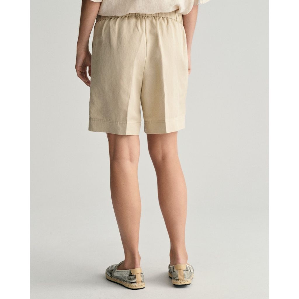 GANT Šortai moterims, Smėlio, REL LINEN BLEND PULL ON SHORTS 3