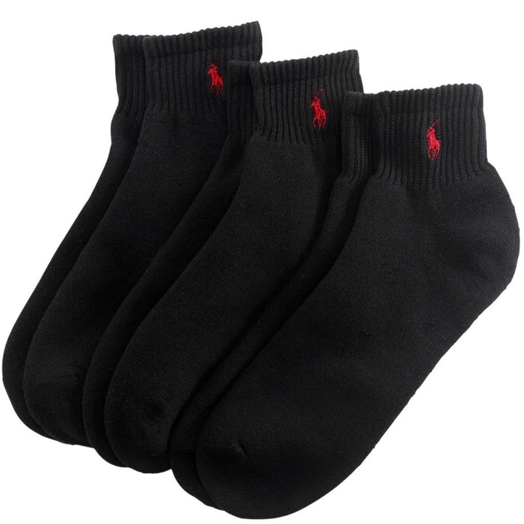 POLO RALPH LAUREN UW Kojinės vyrams, Juoda, Quarter 3-pack socks 1