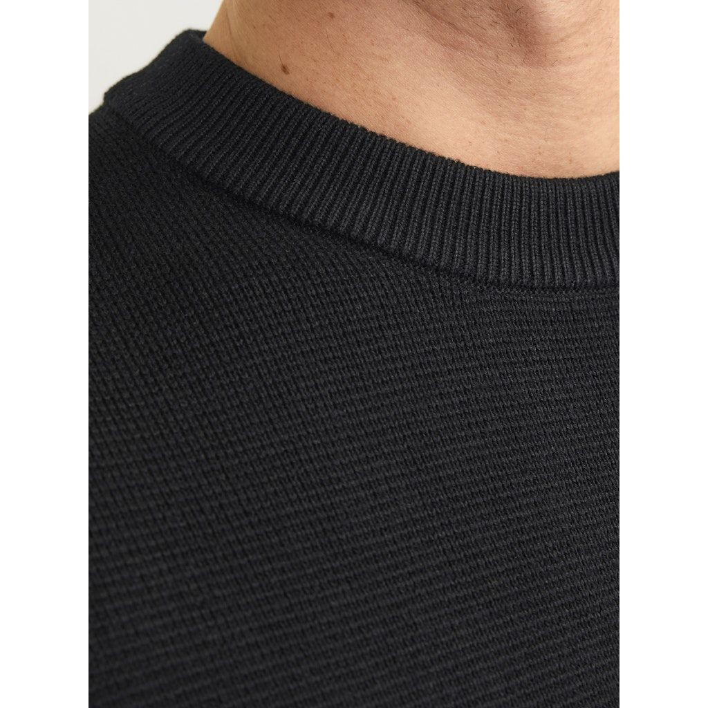 JACK & JONES Megztinis vyrams, Juoda, Milano stitch knit crew neck 5