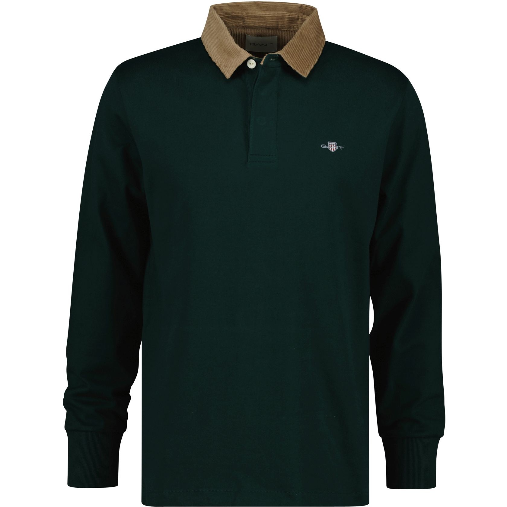 GANT Polo marškiniai ilgos rank. vyrams, Žalia, cord collar heavy rugger 1