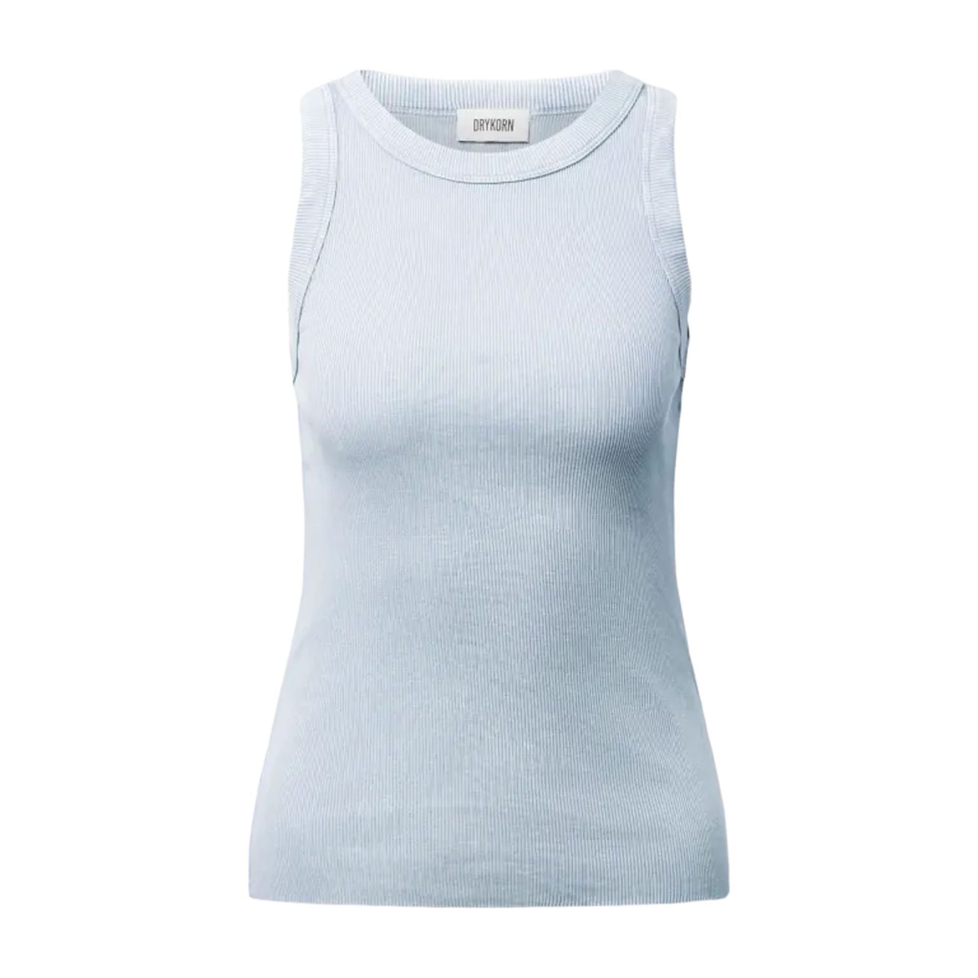 DRYKORN Marškinėliai trump. rankovėmis moterims, Mėlyna, Knitted cotton t-shirt