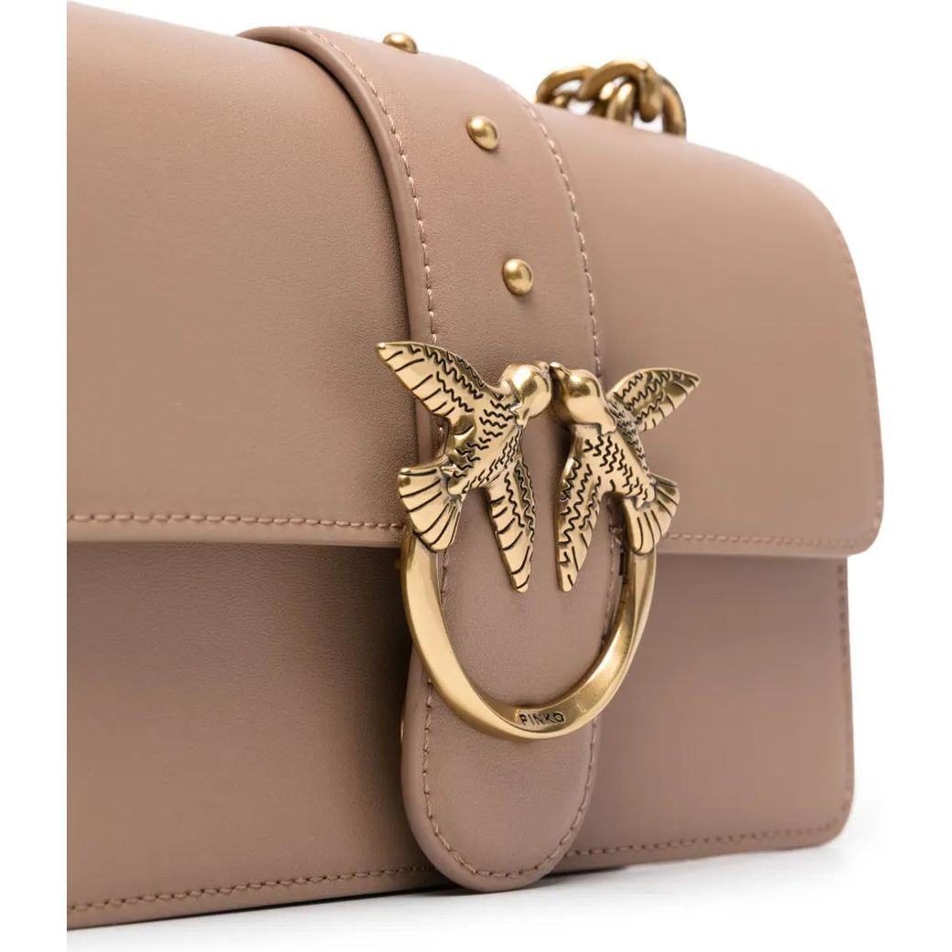 PINKO Rankinė per petį moterims, Smėlio, Love one mini crossbody 3