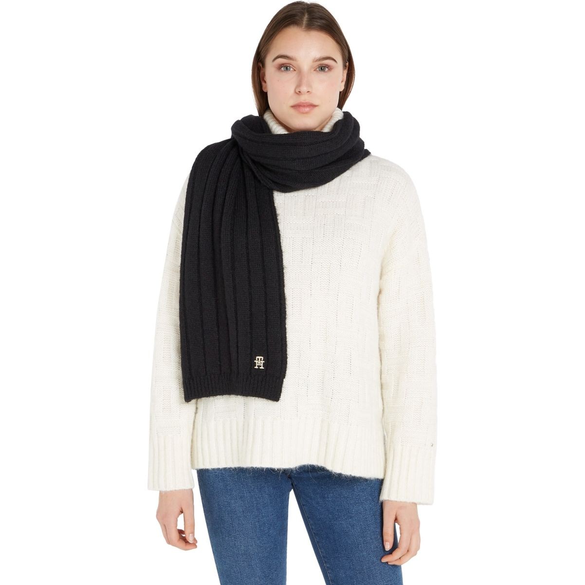 TOMMY HILFIGER Šalikas moterims, Juoda, Timeless scarf 4