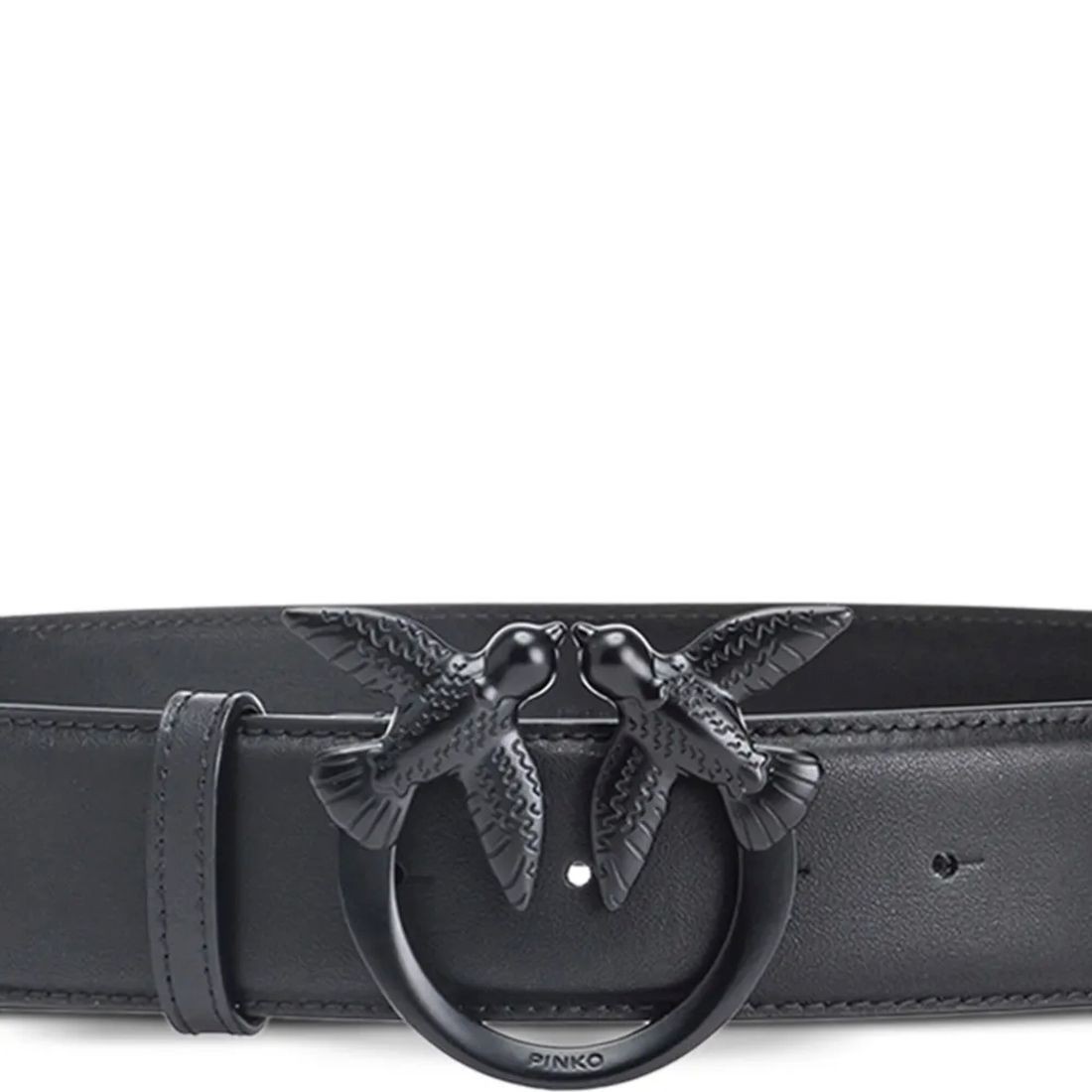 PINKO Diržas moterims, Juoda, Love berry h4 leather belt 2