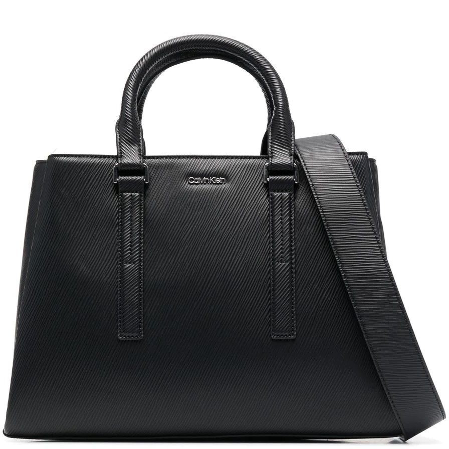 CALVIN KLEIN Rankinė per petį moterims, Juoda, ELEVATED TOTE MD SAFFIANO 1