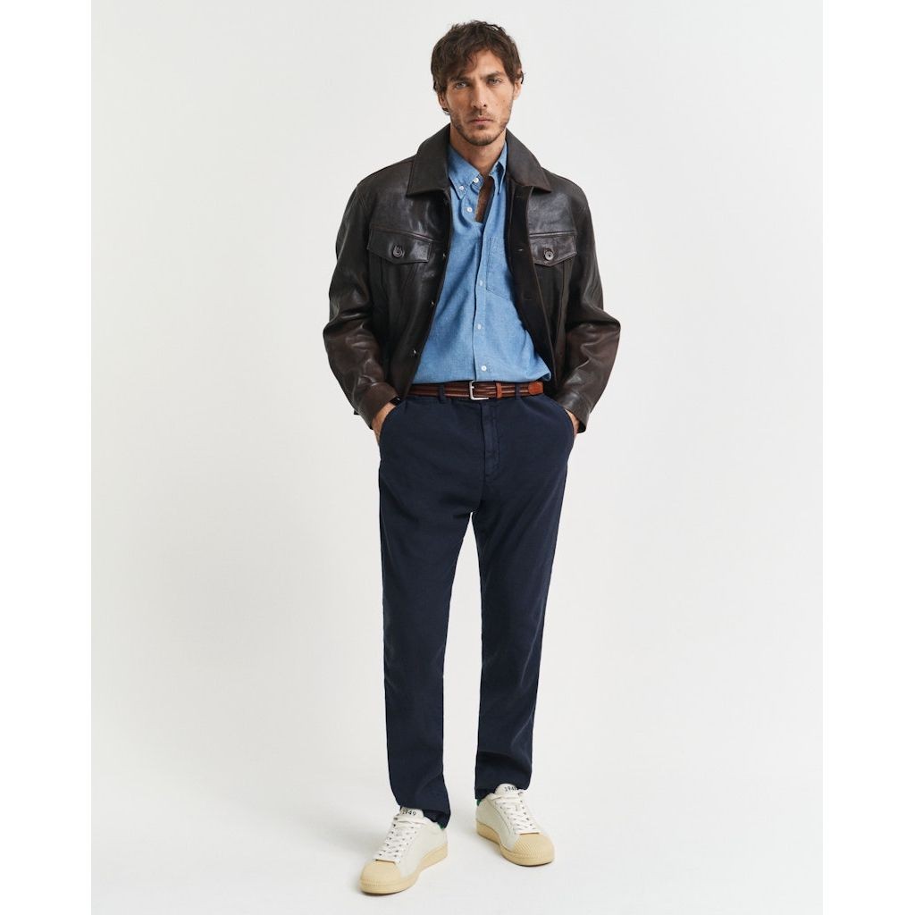 GANT Kelnės vyrams, Mėlyna, Slim cot/linen chinos 5