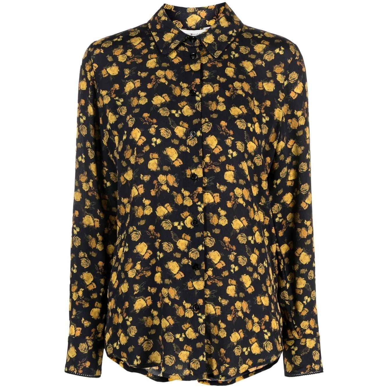 TOMMY HILFIGER Marškiniai ilgomis rankovėmis moterims, Marga, Moss regular crepe rose shirt 1