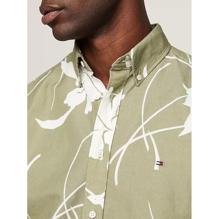TOMMY HILFIGER Marškiniai trump. rankovėmis vyrams, Žalia, Large tropical prt shirt s/s 4