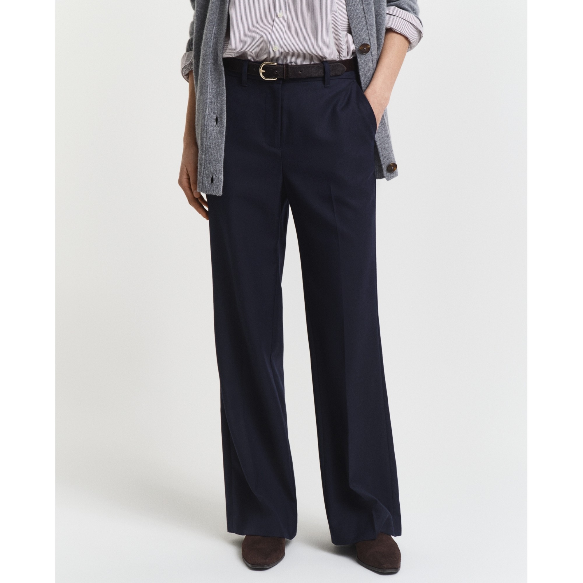 GANT Kelnės moterims, Mėlyna, tailored wool blend pants 4