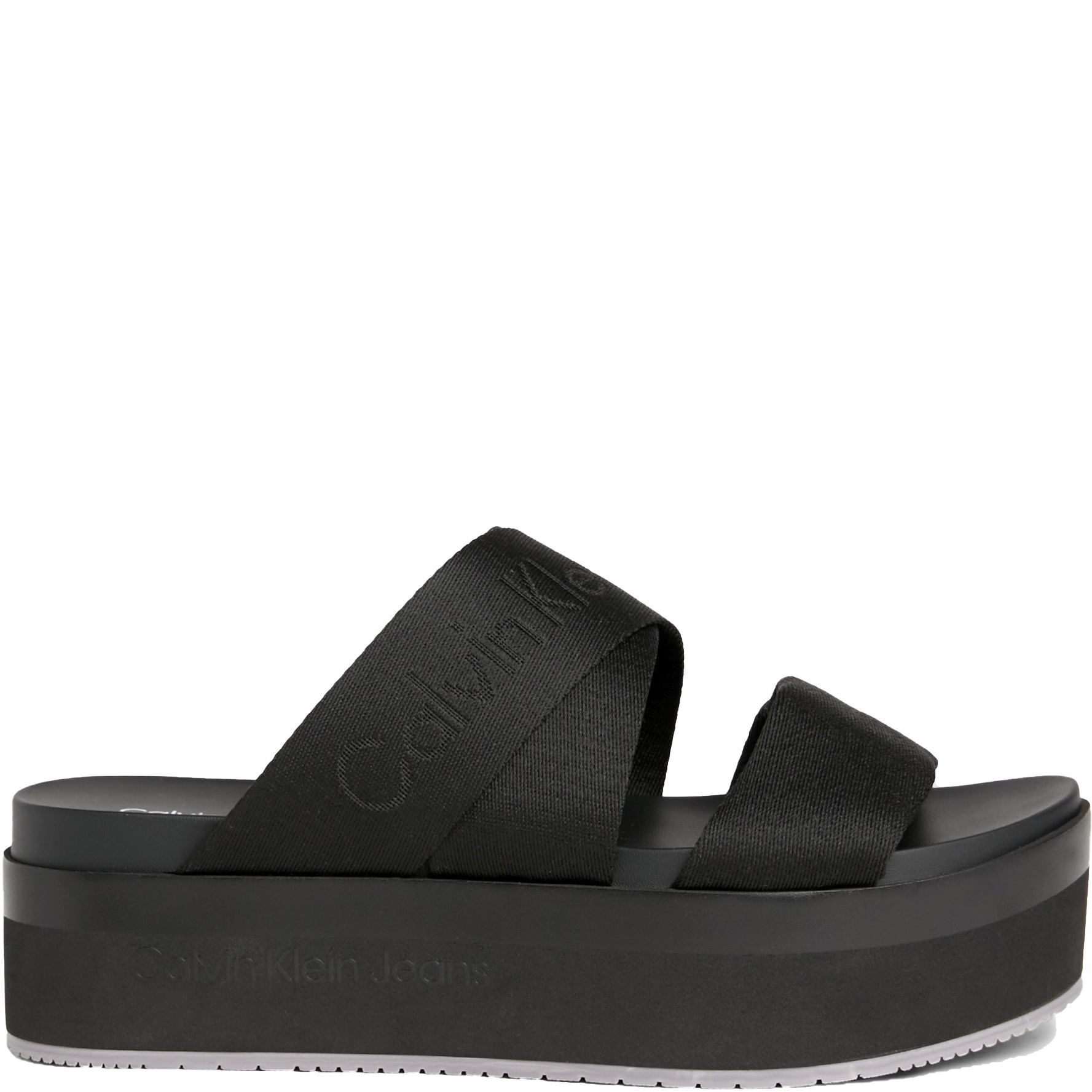 CALVIN KLEIN JEANS Šlepetės moterims, Juoda, Flatform sandal webbing 2
