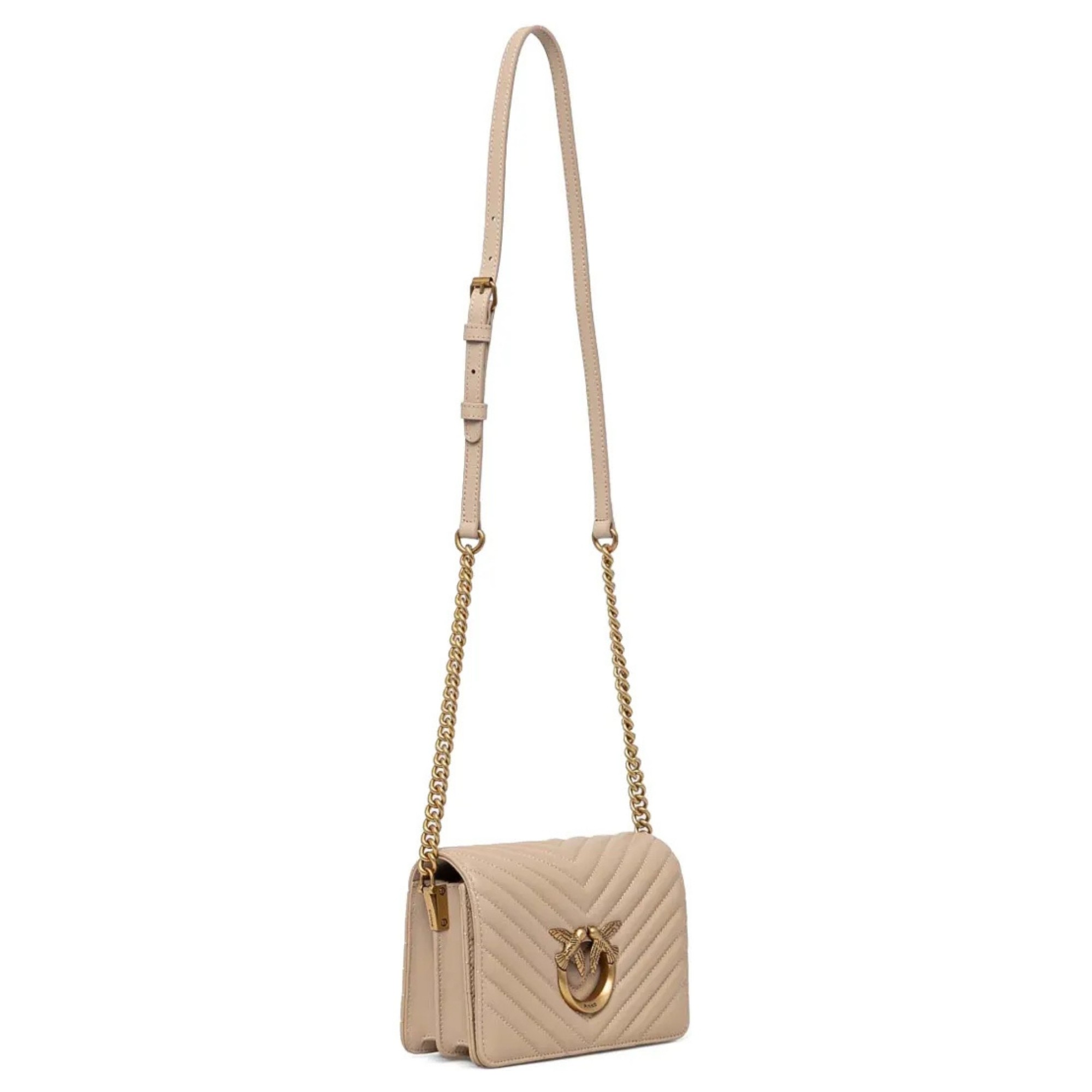 PINKO Rankinė per petį moterims, Smėlio, Love click mini shoulder bag 2