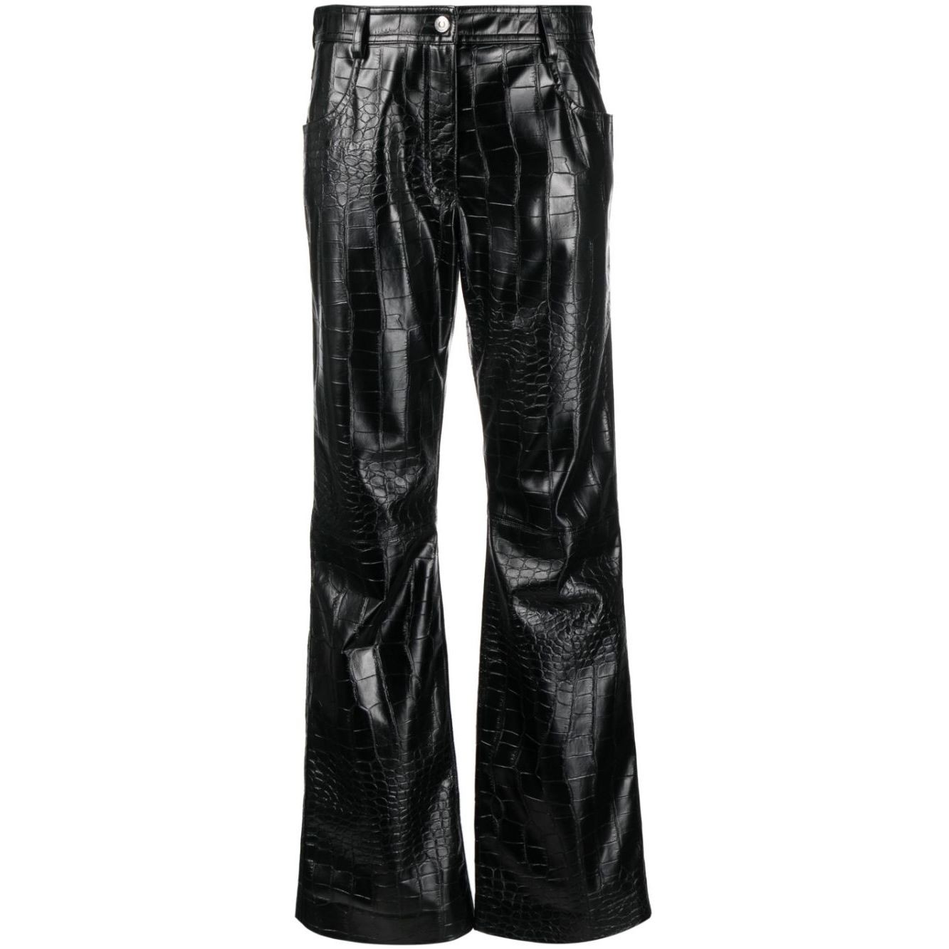 MSGM Laisvalaikio kelnės moterims, Juoda, Faux leather pants