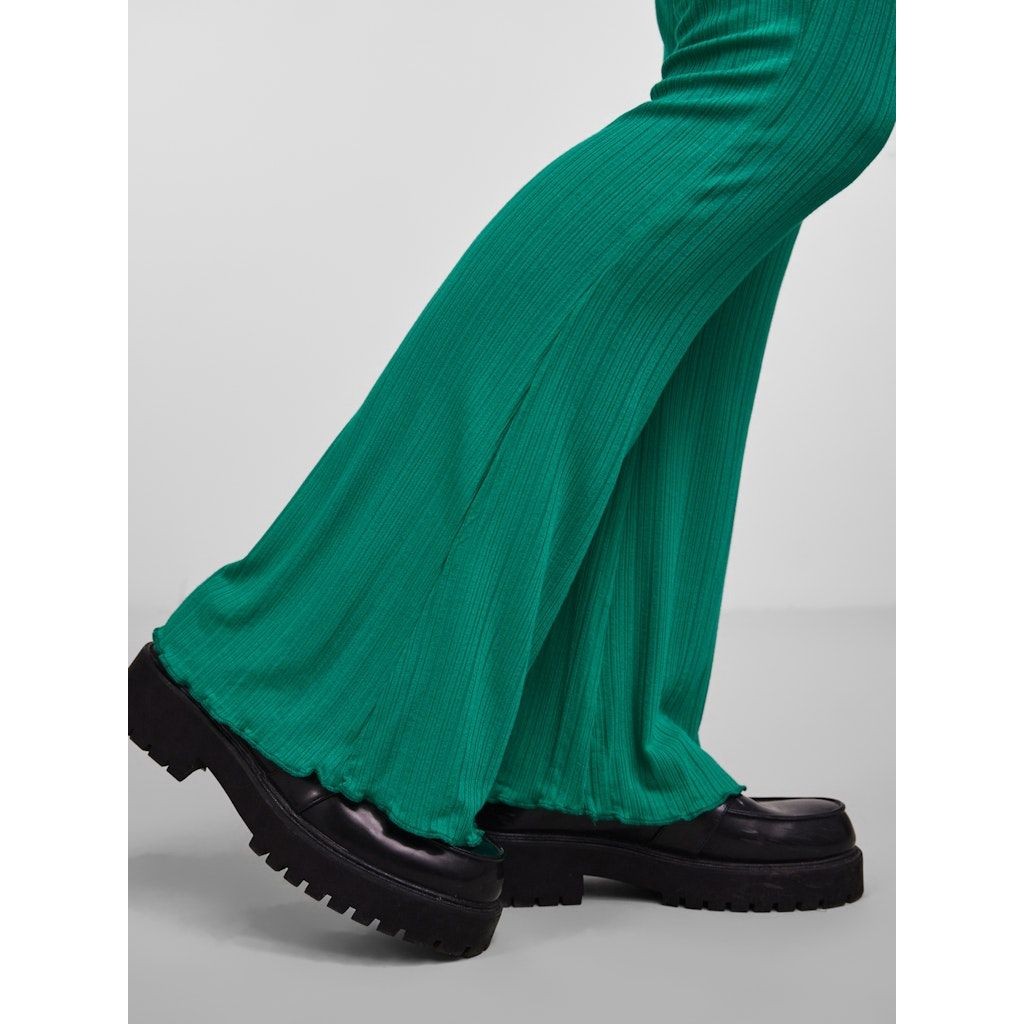 PIECES Kelnės moterims, Žalia, PCJASMIN HW FLARED PA 4