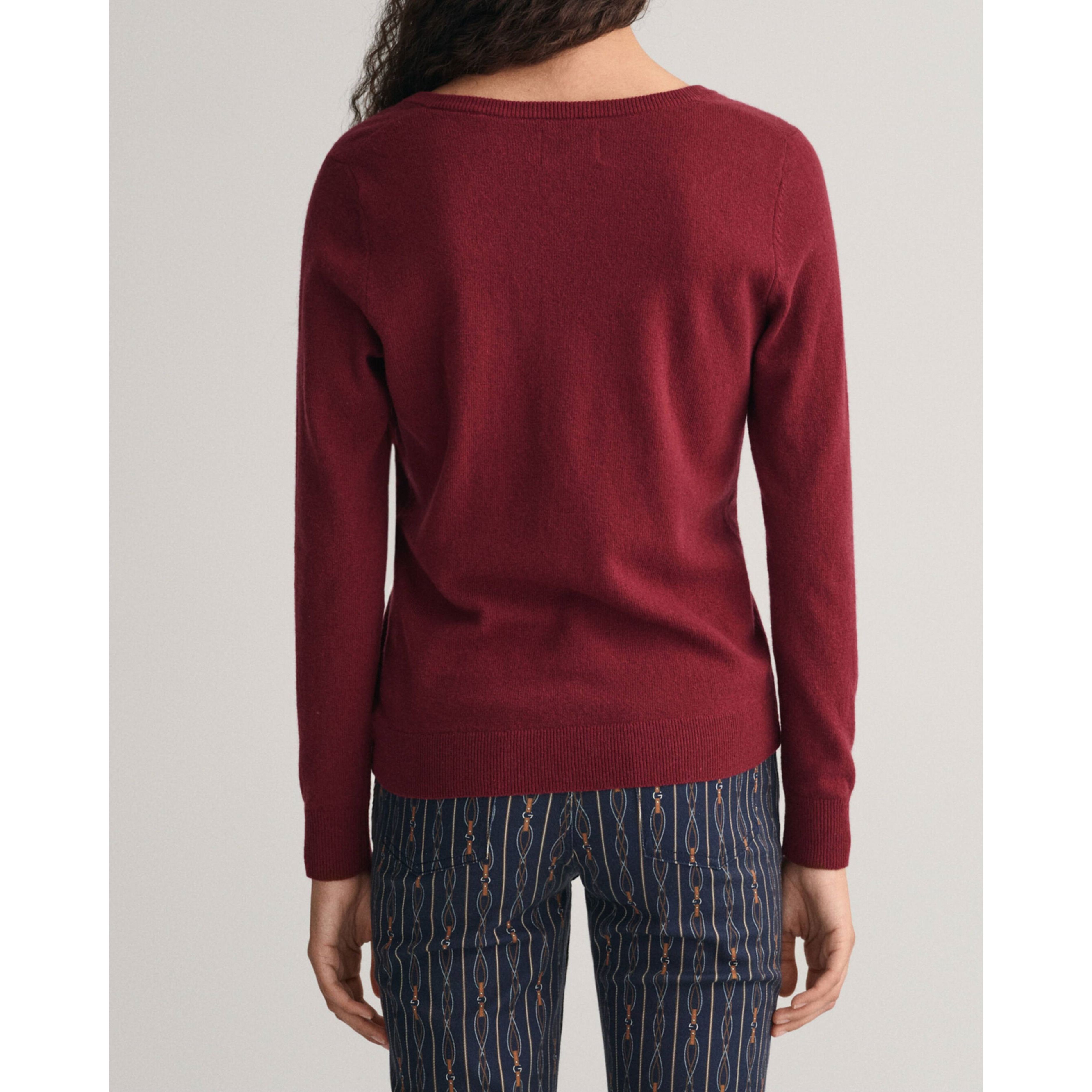 GANT Megztinis moterims, Raudona, EXTRAFINE V-NECK 3