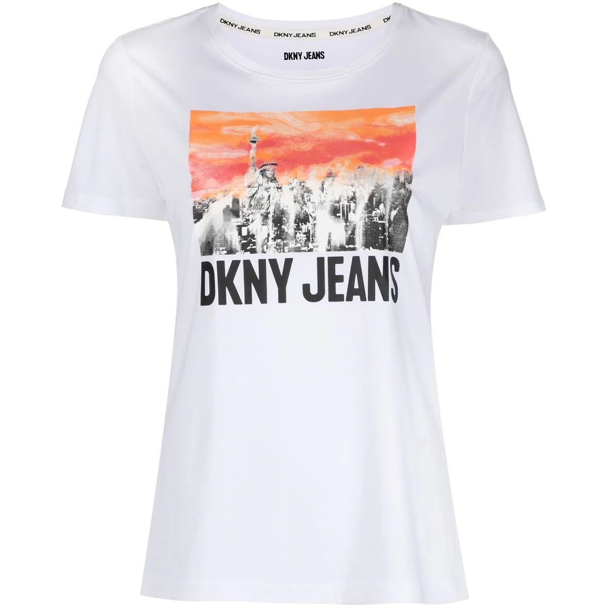 DKNY Marškinėliai trump. rankovėmis moterims, Balta, City graphic logo t-shirts 1