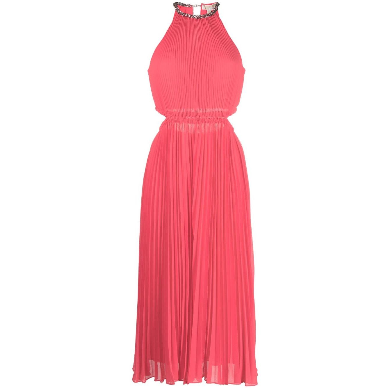 MICHAEL KORS Midi suknelė moterims, Raudona, Pleated cutout dress