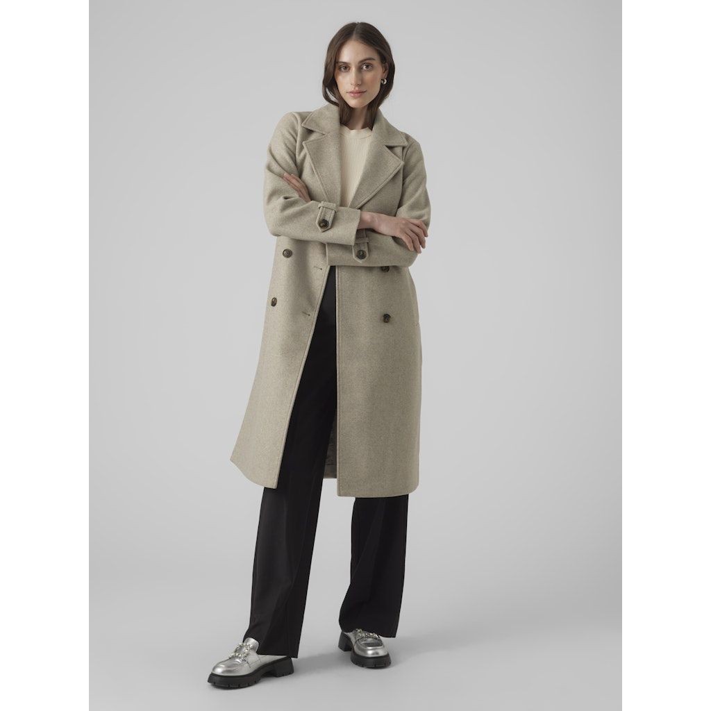 VERO MODA Paltas moterims, Smėlio, Fortunevega trenchcoat 2