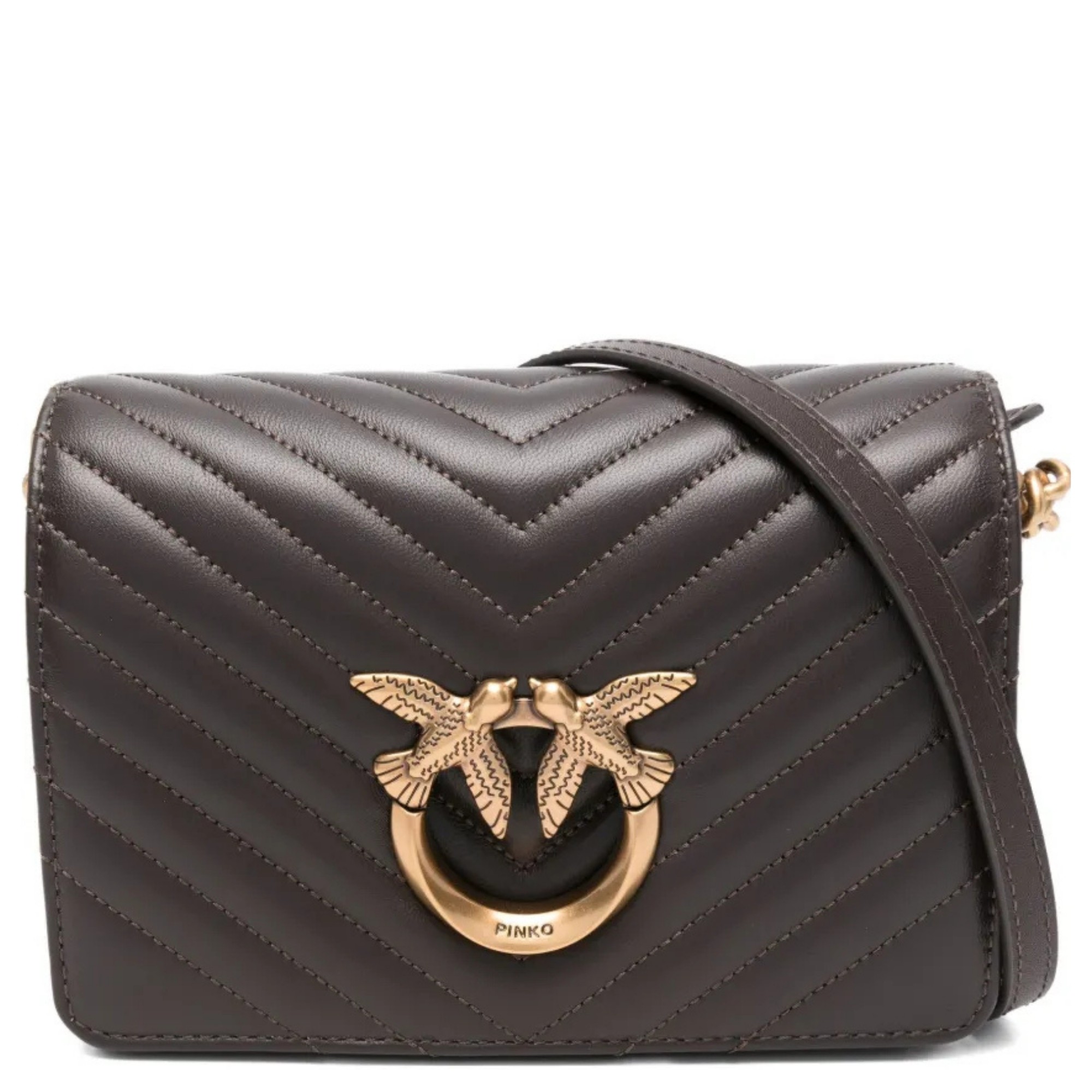 PINKO Rankinė per petį moterims, Ruda, Love click mini shoulder bag 1