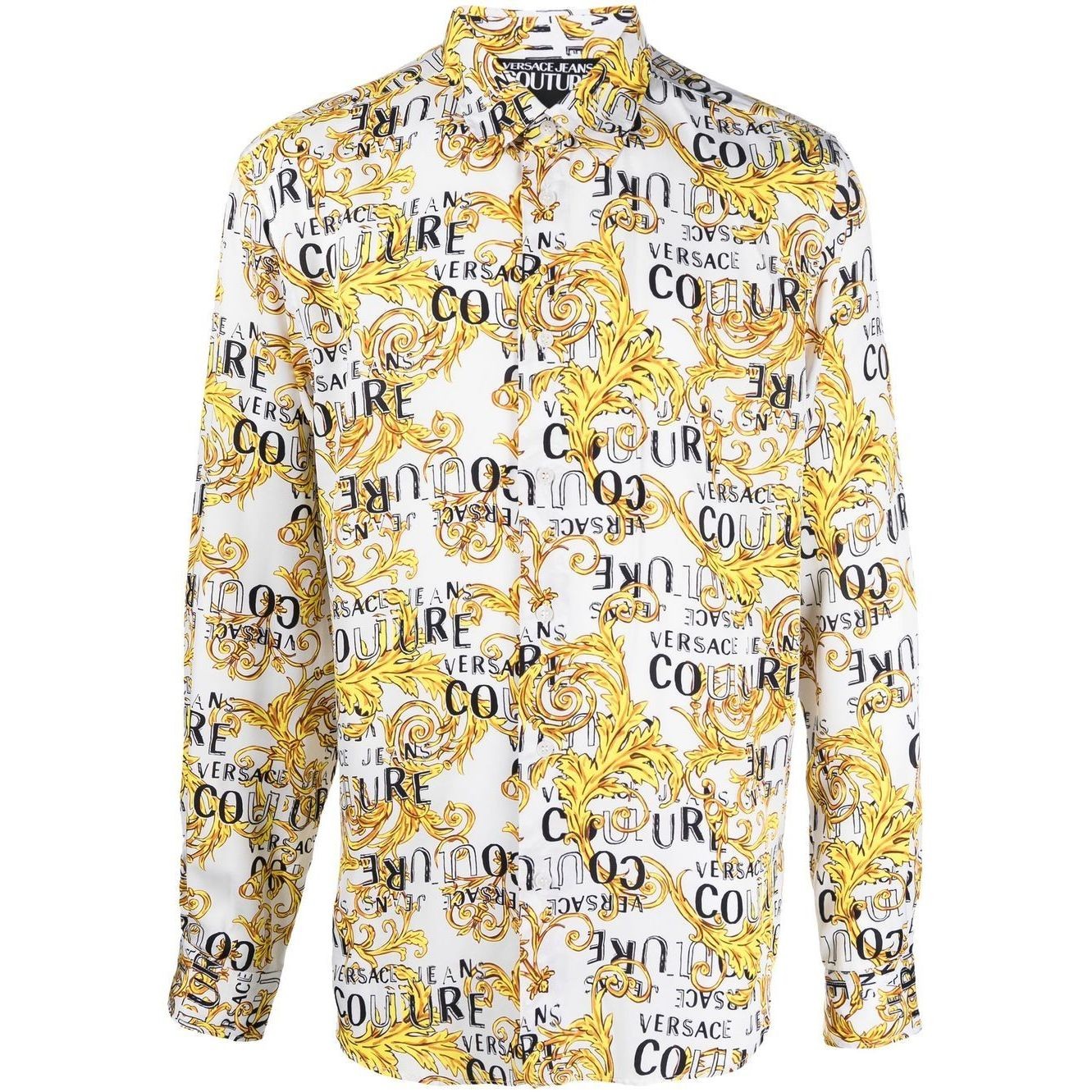 VERSACE JEANS CUTURE Marškiniai ilgomis rankovėmis vyrams, Balta, Print logo baroque shirt