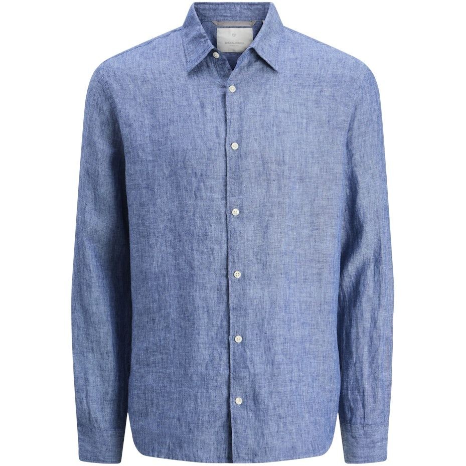 JACK & JONES Marškiniai ilgomis rankovėmis vyrams, Mėlyna, Lawrence linen shirt 1