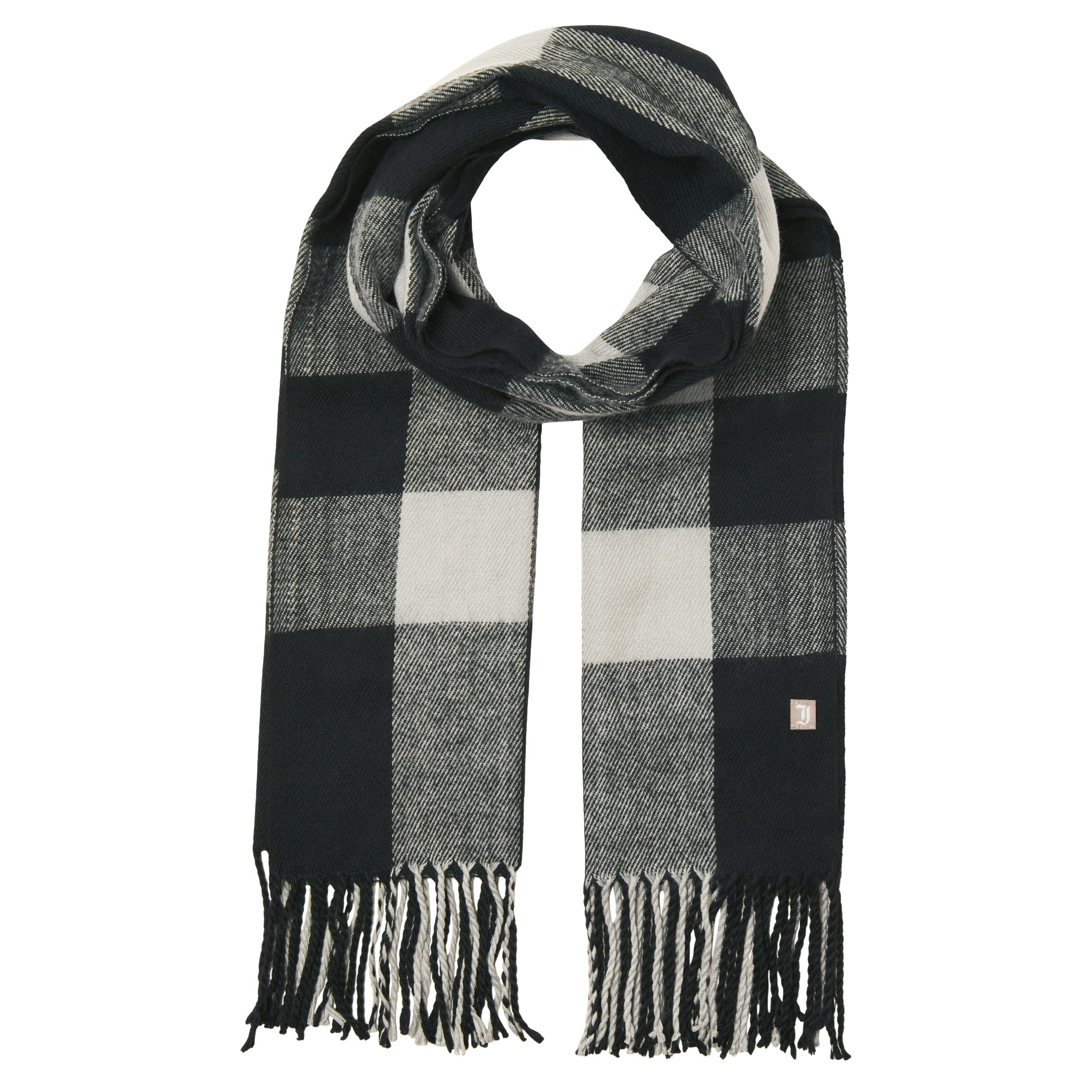 JACK & JONES Šalikas vyrams, Juoda, Lint check scarf 1