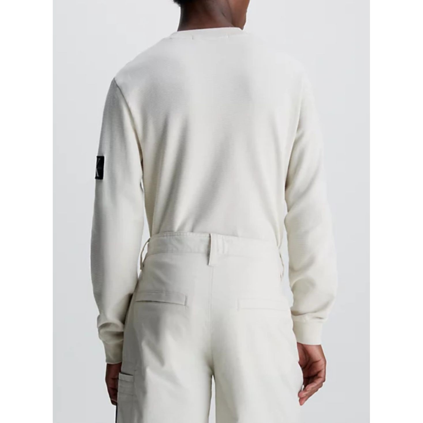 CALVIN KLEIN JEANS Marškinėliai ilgom. rankovėmis vyrams, Smėlio, Waffle ls tee 3