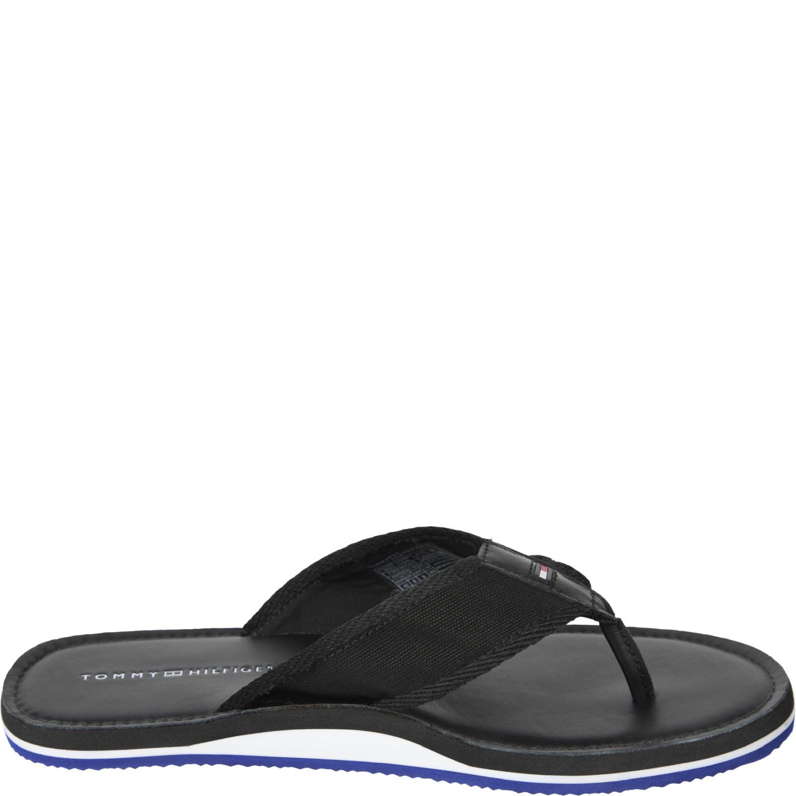 TOMMY HILFIGER Pliažo šlepetės per pirštą vyrams, Juoda, Leather flip flops 2