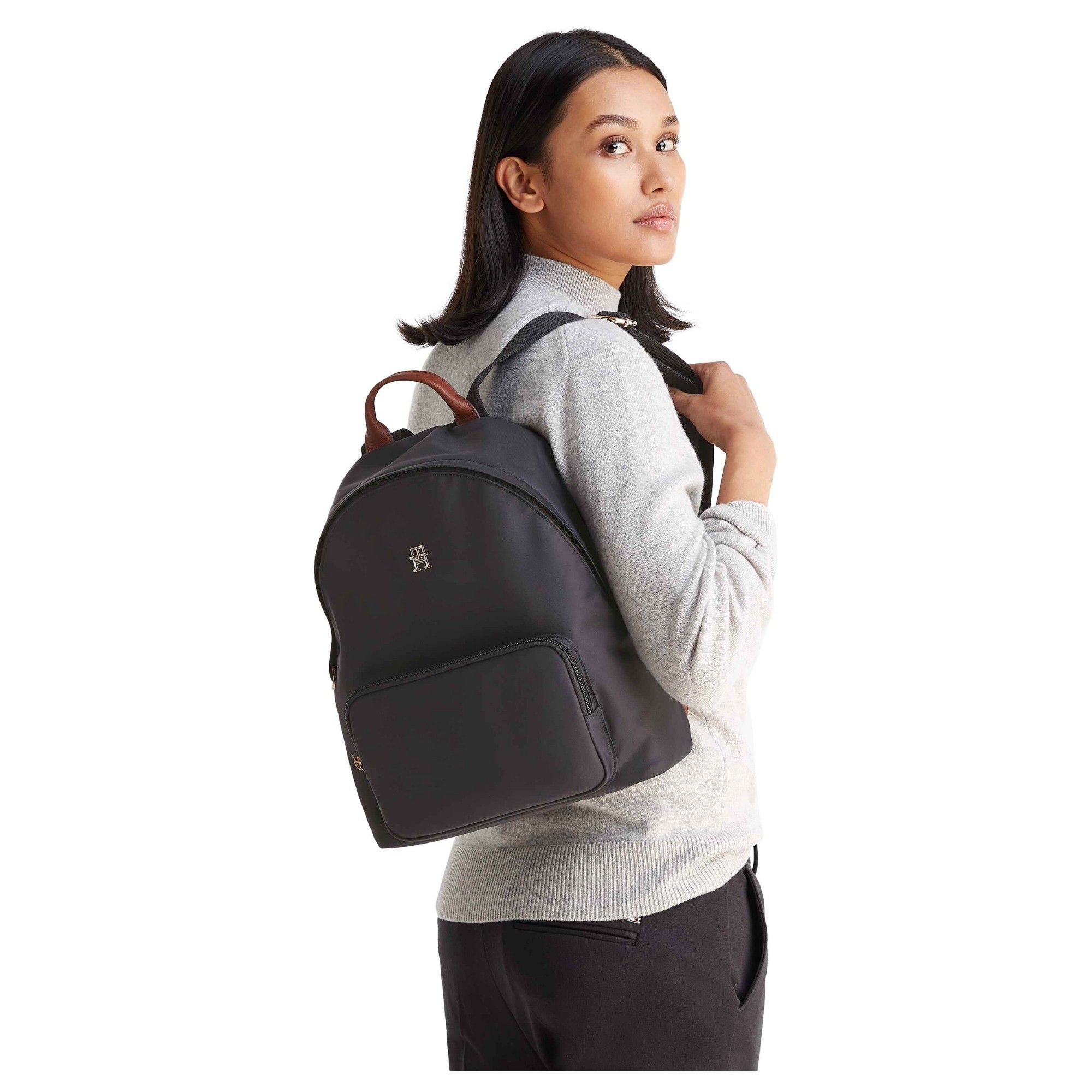 TOMMY HILFIGER Kuprinė moterims, Juoda, popette dome backpack 5