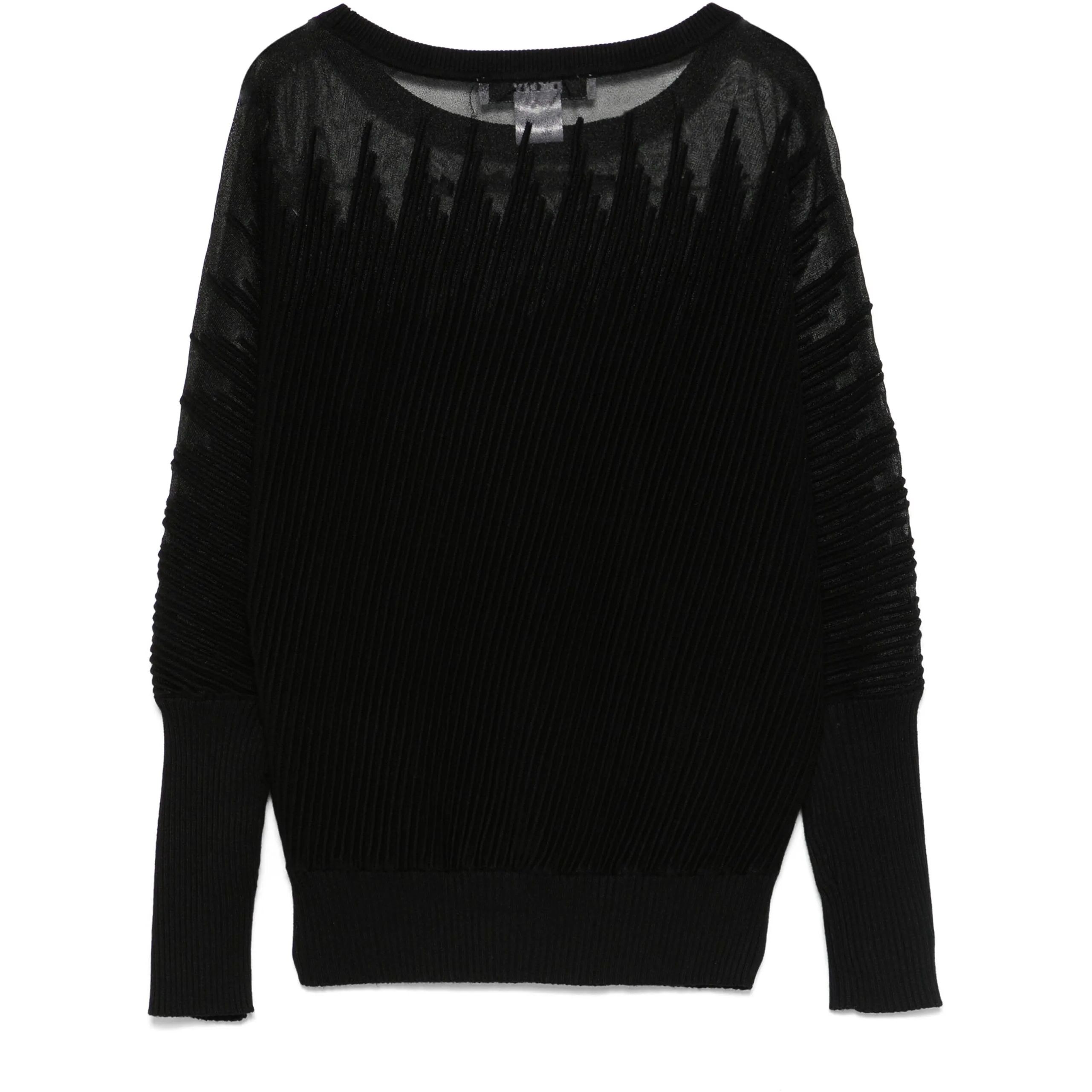 DKNY Megztinis moterims, Juoda, L/s patterned sheer pullover 2