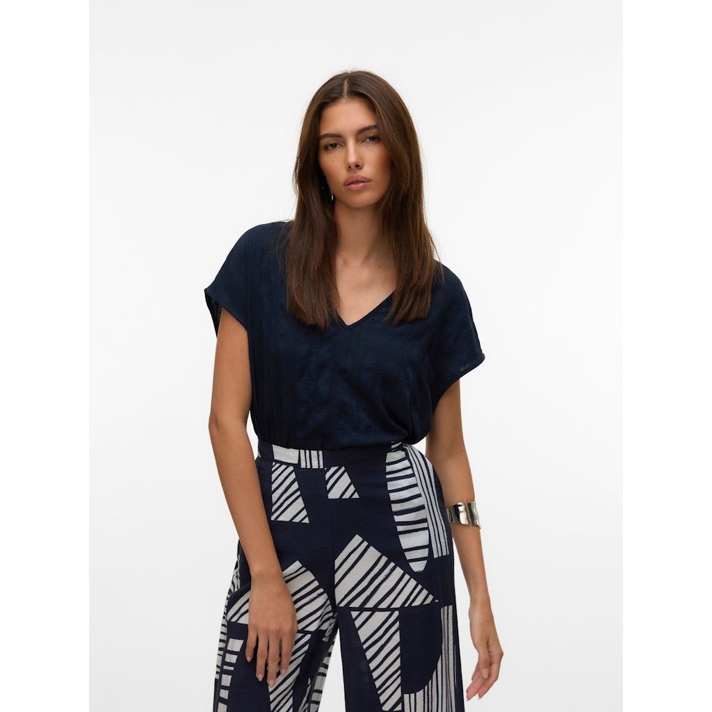 VERO MODA Palaidinės moterims, Mėlyna, Noella v-neck wide top 2
